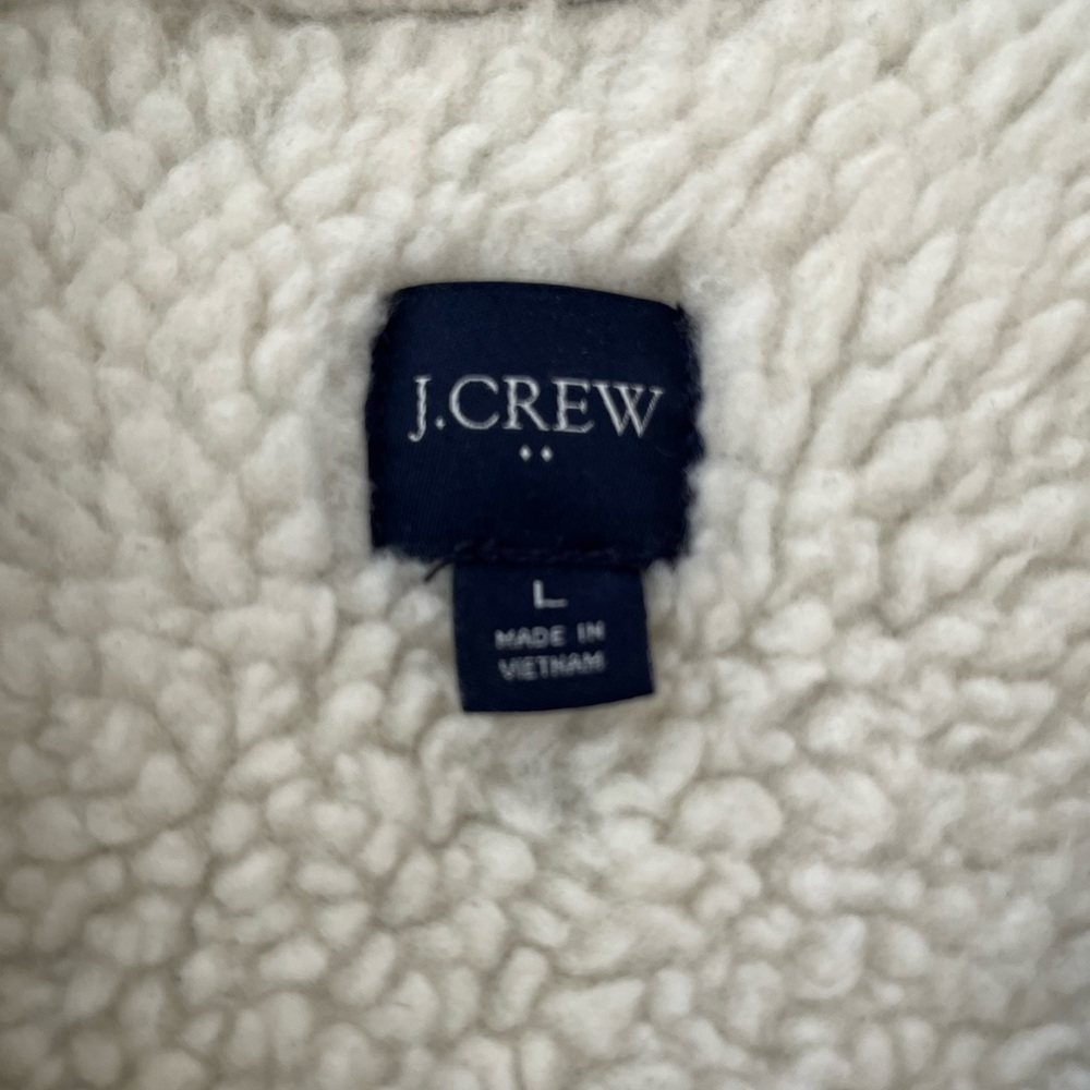 Women’s J. Crew Sherpa Jean Jacket Sz L - Picture 2 of 3